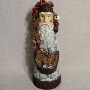 Primitive Paper Mache Cone Santa